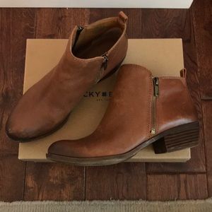 lucky brand basel flat leather booties
